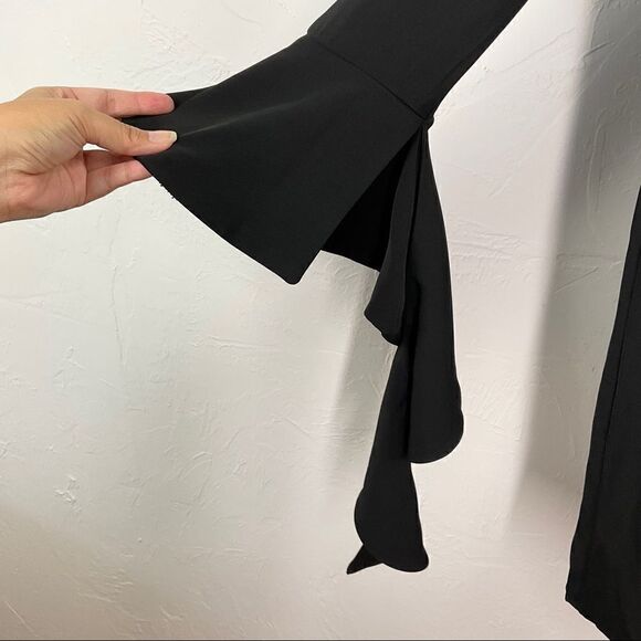 C/MEO Collective Black Spelout Flounce Long Sleeve Sheath Dress Small NWT - Picture 3 of 7